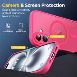 Oududianzi - Coque pour iPhone 16 Compatible avec MagSafe Magnétique, Housse de Arrière Translucide Givrée PC, TPU Silicone Bump