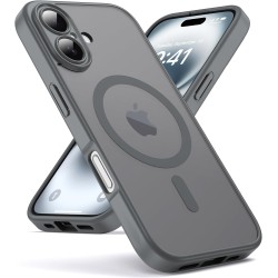 Oududianzi - coque pour iphone 16 compatible avec magsafe magnétique, housse de arrière translucide givrée pc, tpu silicone bump