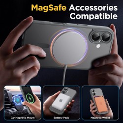 Oududianzi - coque pour iphone 16 compatible avec magsafe magnétique, housse de arrière translucide givrée pc, tpu silicone bump