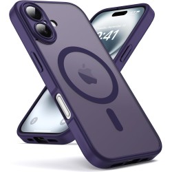 Oududianzi - Coque pour iPhone 16 Compatible avec MagSafe Magnétique, Housse de Arrière Translucide Givrée PC, TPU Silicone Bump