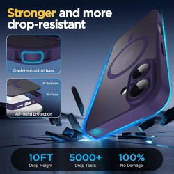 Oududianzi - Coque pour iPhone 16 Compatible avec MagSafe Magnétique, Housse de Arrière Translucide Givrée PC, TPU Silicone Bump