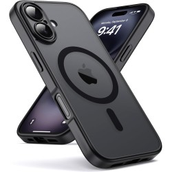 Oududianzi - Coque pour iPhone 16 Compatible avec MagSafe Magnétique, Housse de Arrière Translucide Givrée PC, TPU Silicone Bump