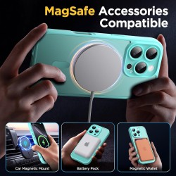 Oududianzi-Coque pour iPhone 16 Pro Compatible avec MagSafe Magnétique, Housse de Arrière Translucide Givrée PC, TPU Silicone Bu
