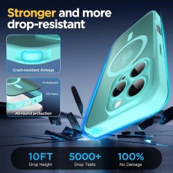 Oududianzi-Coque pour iPhone 16 Pro Compatible avec MagSafe Magnétique, Housse de Arrière Translucide Givrée PC, TPU Silicone Bu