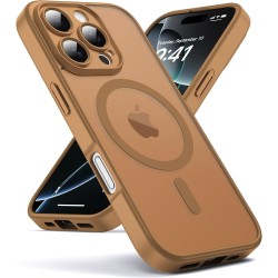 Oududianzi-coque pour iphone 16 pro compatible avec magsafe magnétique, housse de arrière translucide givrée pc, tpu silicone bu