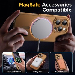 Oududianzi-coque pour iphone 16 pro compatible avec magsafe magnétique, housse de arrière translucide givrée pc, tpu silicone bu