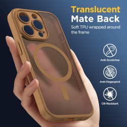Oududianzi-coque pour iphone 16 pro compatible avec magsafe magnétique, housse de arrière translucide givrée pc, tpu silicone bu