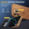 Oududianzi-coque pour iphone 16 pro compatible avec magsafe magnétique, housse de arrière translucide givrée pc, tpu silicone bu