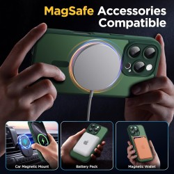 Oududianzi-coque pour iphone 16 pro compatible avec magsafe magnétique, housse de arrière translucide givrée pc, tpu silicone bu