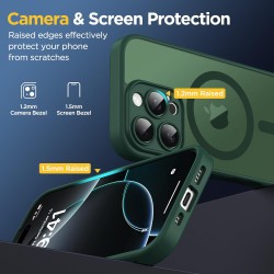 Oududianzi-coque pour iphone 16 pro compatible avec magsafe magnétique, housse de arrière translucide givrée pc, tpu silicone bu