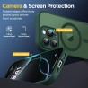Oududianzi-coque pour iphone 16 pro compatible avec magsafe magnétique, housse de arrière translucide givrée pc, tpu silicone bu