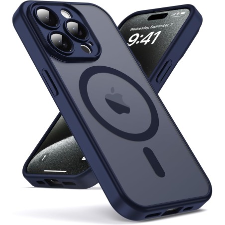 Oududianzi-coque pour iphone 16 pro compatible avec magsafe magnétique, housse de arrière translucide givrée pc, tpu silicone bu