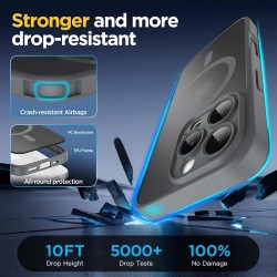 Oududianzi-coque pour iphone 16 pro compatible avec magsafe magnétique, housse de arrière translucide givrée pc, tpu silicone bu