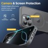 Oududianzi-coque pour iphone 16 pro compatible avec magsafe magnétique, housse de arrière translucide givrée pc, tpu silicone bu