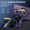 Oududianzi-Coque pour iPhone 16 Pro Compatible avec MagSafe Magnétique, Housse de Arrière Translucide Givrée PC, TPU Silicone Bu