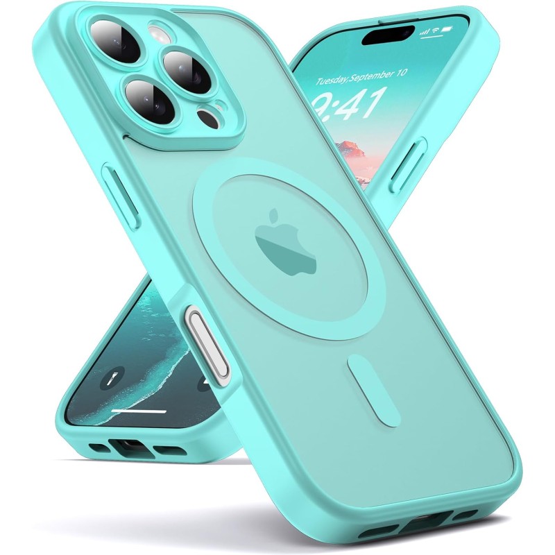 Oududianzi-Coque pour iPhone 16 Pro Max Compatible avec MagSafe Magnétique, Housse de Arrière Translucide Givrée PC, TPU Silicon