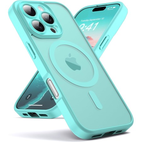 Oududianzi-Coque pour iPhone 16 Pro Max Compatible avec MagSafe Magnétique, Housse de Arrière Translucide Givrée PC, TPU Silicon