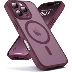 Oududianzi-Coque pour iPhone 16 Pro Max Compatible avec MagSafe Magnétique, Housse de Arrière Translucide Givrée PC, TPU Silicon