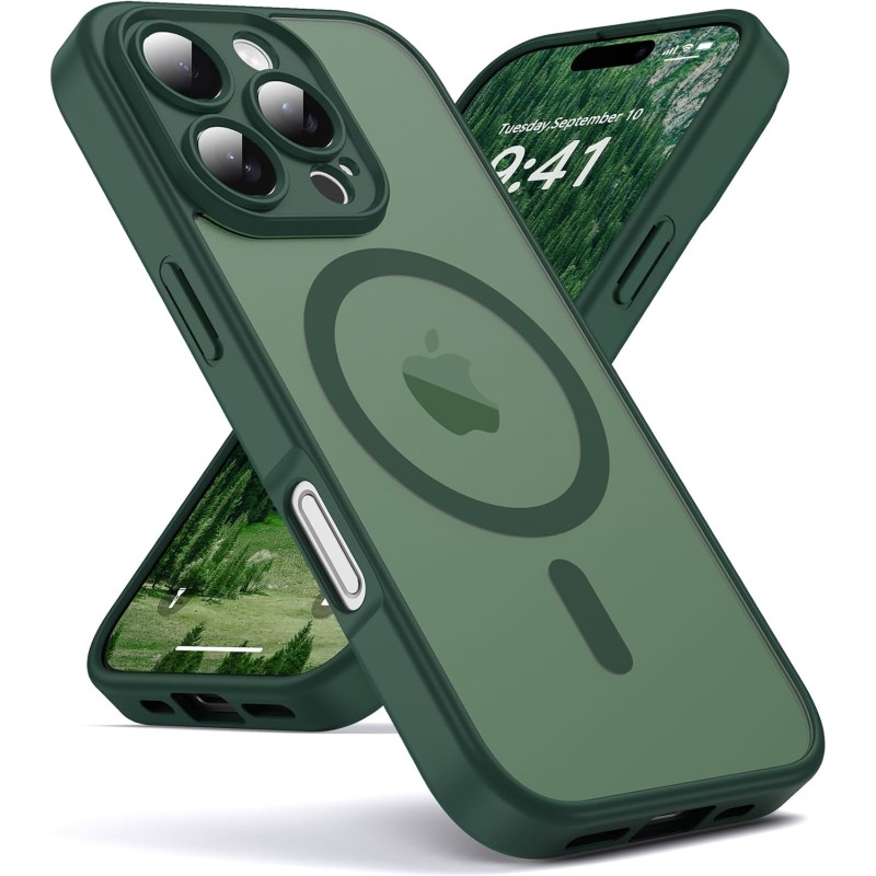 Oududianzi-coque pour iphone 16 pro max compatible avec magsafe magnétique, housse de arrière translucide givrée pc, tpu silicon