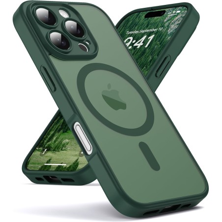 Oududianzi-coque pour iphone 16 pro max compatible avec magsafe magnétique, housse de arrière translucide givrée pc, tpu silicon