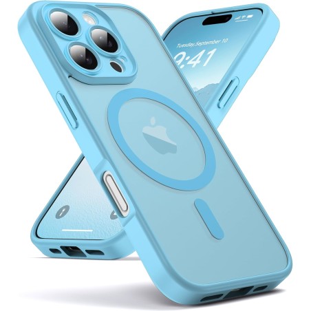 Oududianzi-coque pour iphone 16 pro max compatible avec magsafe magnétique, housse de arrière translucide givrée pc, tpu silicon