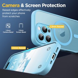 Oududianzi-coque pour iphone 16 pro max compatible avec magsafe magnétique, housse de arrière translucide givrée pc, tpu silicon