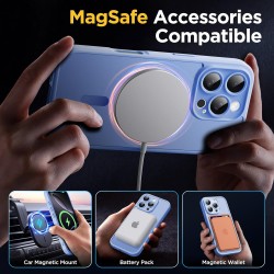 Oududianzi-Coque pour iPhone 16 Pro Max Compatible avec MagSafe Magnétique, Housse de Arrière Translucide Givrée PC, TPU Silicon