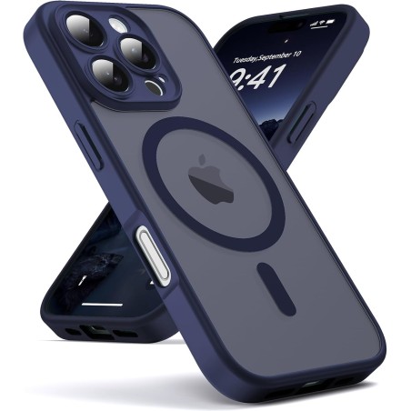 Oududianzi-coque pour iphone 16 pro max compatible avec magsafe magnétique, housse de arrière translucide givrée pc, tpu silicon