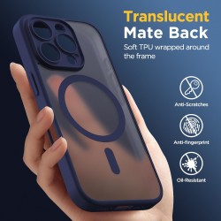 Oududianzi-coque pour iphone 16 pro max compatible avec magsafe magnétique, housse de arrière translucide givrée pc, tpu silicon