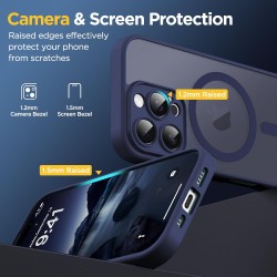 Oududianzi-coque pour iphone 16 pro max compatible avec magsafe magnétique, housse de arrière translucide givrée pc, tpu silicon