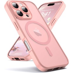 Oududianzi-Coque pour iPhone 16 Pro Max Compatible avec MagSafe Magnétique, Housse de Arrière Translucide Givrée PC, TPU Silicon