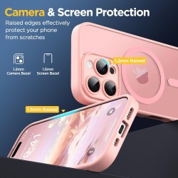 Oududianzi-Coque pour iPhone 16 Pro Max Compatible avec MagSafe Magnétique, Housse de Arrière Translucide Givrée PC, TPU Silicon