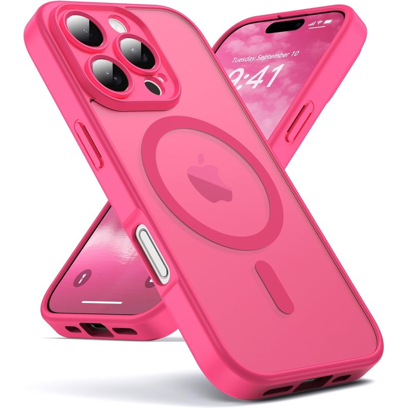 Oududianzi-Coque pour iPhone 16 Pro Max Compatible avec MagSafe Magnétique, Housse de Arrière Translucide Givrée PC, TPU Silicon