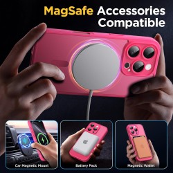 Oududianzi-Coque pour iPhone 16 Pro Max Compatible avec MagSafe Magnétique, Housse de Arrière Translucide Givrée PC, TPU Silicon