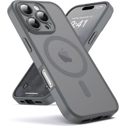Oududianzi-coque pour iphone 16 pro max compatible avec magsafe magnétique, housse de arrière translucide givrée pc, tpu silicon