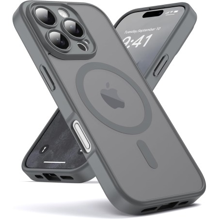 Oududianzi-coque pour iphone 16 pro max compatible avec magsafe magnétique, housse de arrière translucide givrée pc, tpu silicon