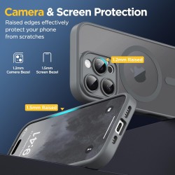 Oududianzi-coque pour iphone 16 pro max compatible avec magsafe magnétique, housse de arrière translucide givrée pc, tpu silicon