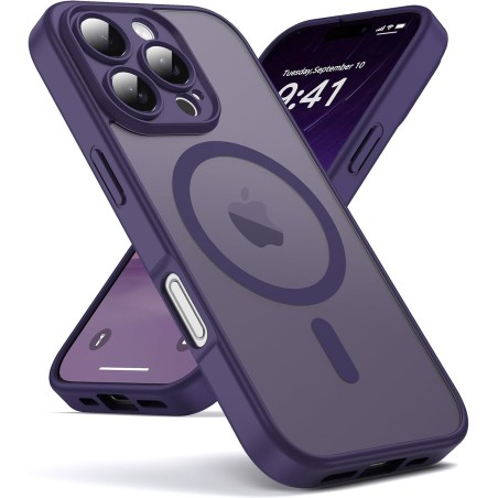 Oududianzi-Coque pour iPhone 16 Pro Max Compatible avec MagSafe Magnétique, Housse de Arrière Translucide Givrée PC, TPU Silicon