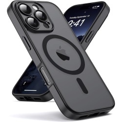 Oududianzi-Coque pour iPhone 16 Pro Max Compatible avec MagSafe Magnétique, Housse de Arrière Translucide Givrée PC, TPU Silicon