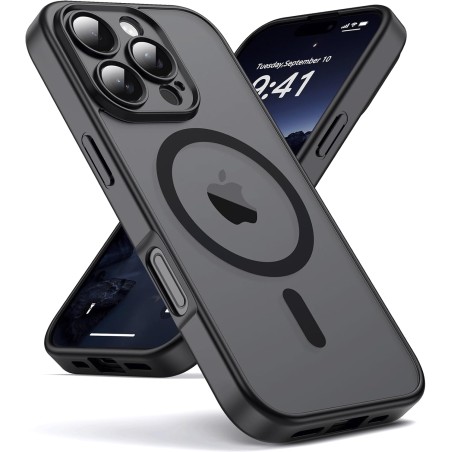 Oududianzi-Coque pour iPhone 16 Pro Max Compatible avec MagSafe Magnétique, Housse de Arrière Translucide Givrée PC, TPU Silicon