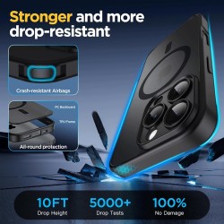 Oududianzi-Coque pour iPhone 16 Pro Max Compatible avec MagSafe Magnétique, Housse de Arrière Translucide Givrée PC, TPU Silicon