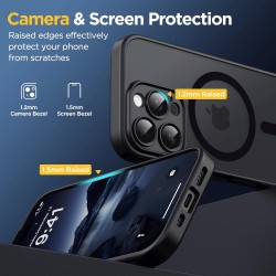 Oududianzi-Coque pour iPhone 16 Pro Max Compatible avec MagSafe Magnétique, Housse de Arrière Translucide Givrée PC, TPU Silicon
