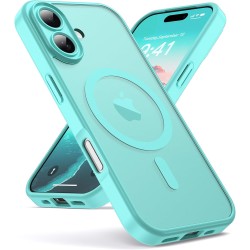 Oududianzi-Coque pour iPhone 17 Compatible avec MagSafe Magnétique, Housse de Arrière Translucide Givrée PC, TPU Silicone Bumper