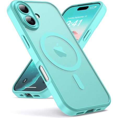 Oududianzi-Coque pour iPhone 17 Compatible avec MagSafe Magnétique, Housse de Arrière Translucide Givrée PC, TPU Silicone Bumper