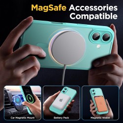 Oududianzi-Coque pour iPhone 17 Compatible avec MagSafe Magnétique, Housse de Arrière Translucide Givrée PC, TPU Silicone Bumper