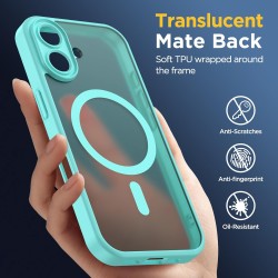 Oududianzi-Coque pour iPhone 17 Compatible avec MagSafe Magnétique, Housse de Arrière Translucide Givrée PC, TPU Silicone Bumper
