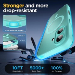 Oududianzi-Coque pour iPhone 17 Compatible avec MagSafe Magnétique, Housse de Arrière Translucide Givrée PC, TPU Silicone Bumper