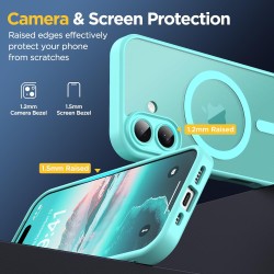 Oududianzi-Coque pour iPhone 17 Compatible avec MagSafe Magnétique, Housse de Arrière Translucide Givrée PC, TPU Silicone Bumper