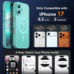 Oududianzi-Coque pour iPhone 17 Compatible avec MagSafe Magnétique, Housse de Arrière Translucide Givrée PC, TPU Silicone Bumper