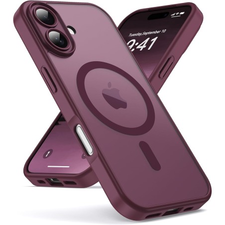 Oududianzi-Coque pour iPhone 17 Compatible avec MagSafe Magnétique, Housse de Arrière Translucide Givrée PC, TPU Silicone Bumper